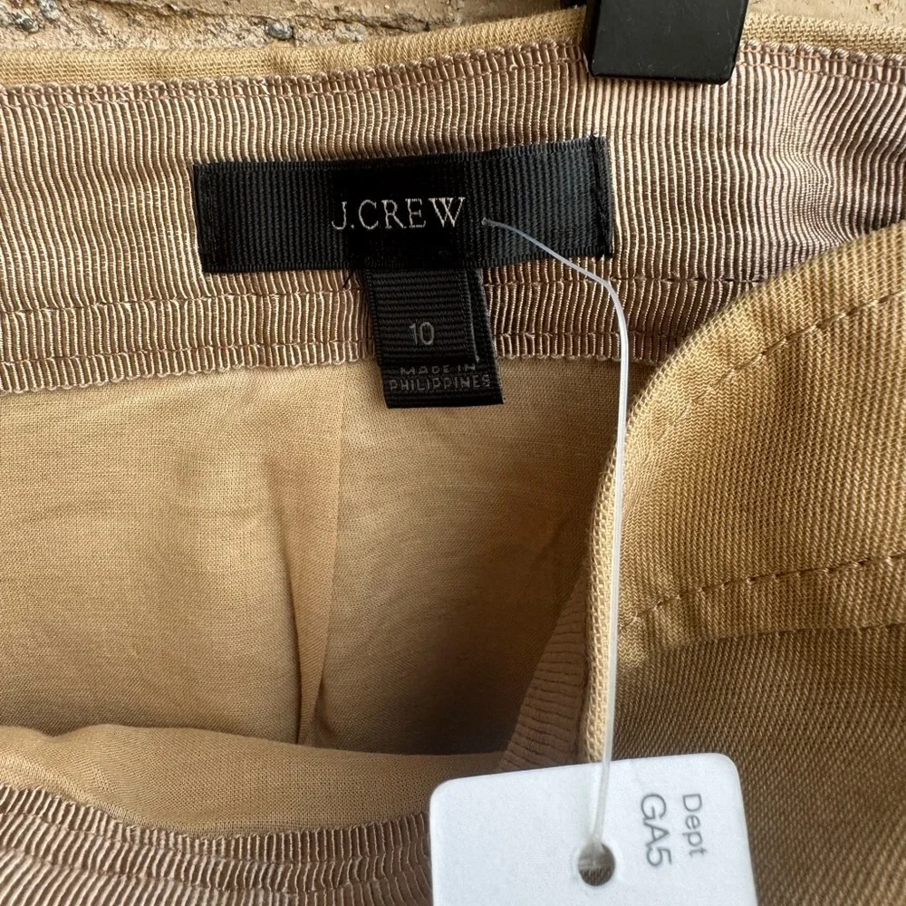 J Crew High-Waist Lace-Up Beige Midi Skirt Twill size 10 NWT